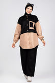 Two-tone suede scuba modest suit
