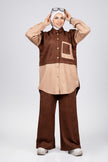 Two-tone suede scuba modest suit