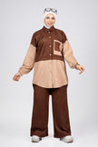 Two-tone suede scuba modest suit