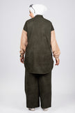 Two-tone suede scuba modest suit