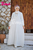 Long-sleeve basic modest dress in white