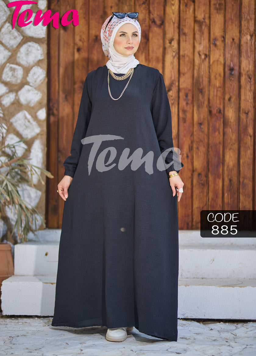 Long-sleeve basic modest dress