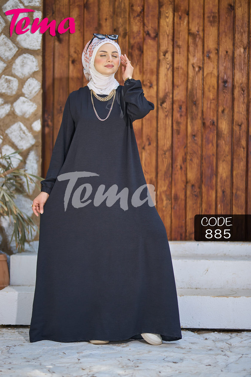 Long-sleeve basic modest dress