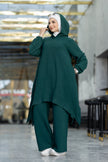 Modest suit with long top and wide pants