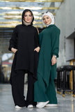 Modest suit with long top and wide pants