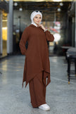 Modest suit with long top and wide pants