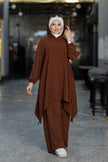 Modest suit with long top and wide pants