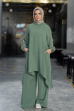 Modest suit with long top and wide pants