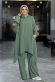 Modest suit with long top and wide pants