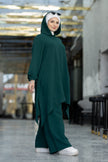 Modest suit with long top and wide pants