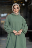 Modest suit with long top and wide pants