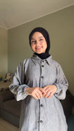 شميز بيزك كتان طويل للمحجبات لون أسود