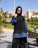 Modest sweatshirt and denim shirt set in blue denim