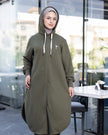 Hooded melton modest suit with long sweatshirt in olive