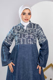 Long embroidered denim kaftan