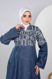 Long embroidered denim kaftan
