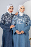 Long embroidered denim kaftan