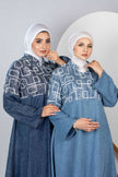 Long embroidered denim kaftan