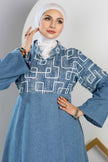 Long embroidered denim kaftan