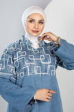 Long embroidered denim kaftan