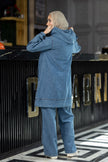 Hooded summer denim suit for hijabis