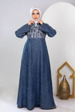 Long embroidered denim kaftan