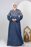 Long embroidered denim kaftan
