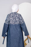 Long embroidered denim kaftan