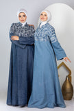 Long embroidered denim kaftan
