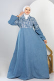 Long embroidered denim kaftan