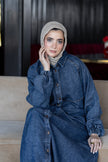 Long summer denim dress for hijabis