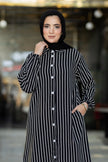 Long striped shirt for hijabis in black