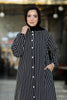 Long striped shirt for hijabis in black