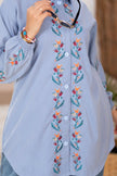 Floral embroidered gabardine shirt