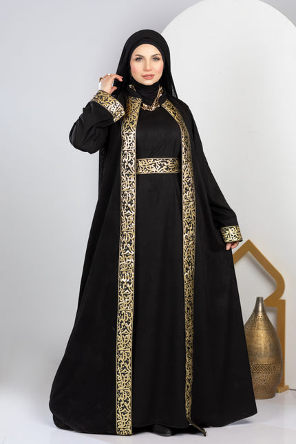 Ramadan kaftan with belt and gold embroidery
