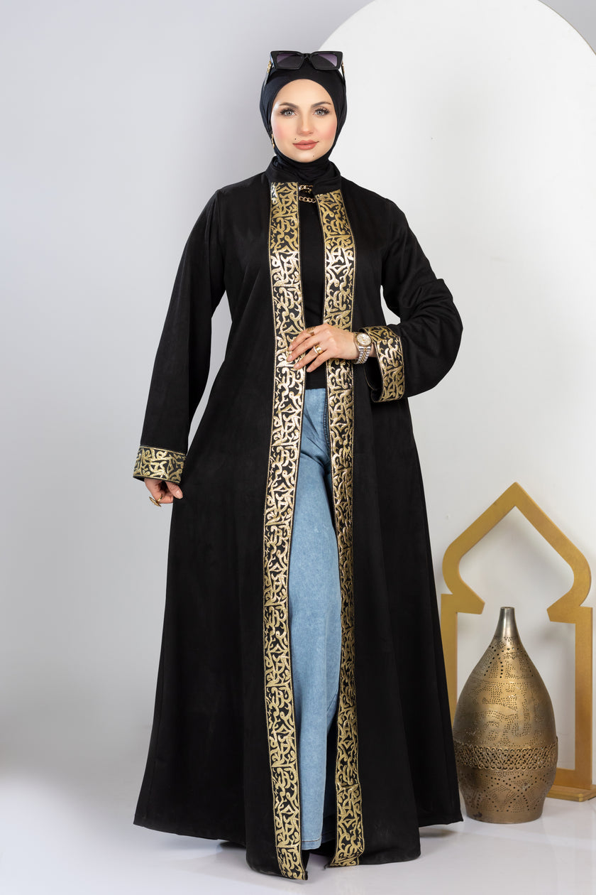 Ramadan kaftan with belt and gold embroidery