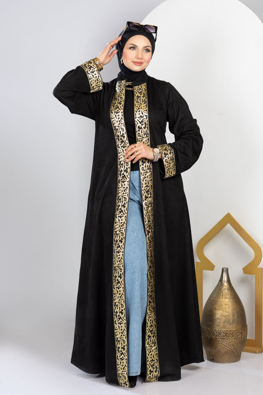 Ramadan kaftan with belt and gold embroidery