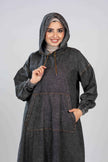 Long denim hoodie dress for hijabis