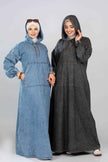 Long denim hoodie dress for hijabis