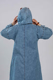 Long denim hoodie dress for hijabis