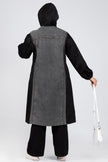 Suede scuba and denim modest suit