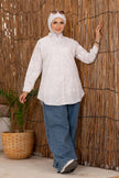 Long printed poplin shirt