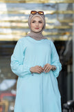 Long melton sweatshirt for hijabis in aqua