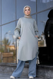 Long melton sweatshirt for hijabis