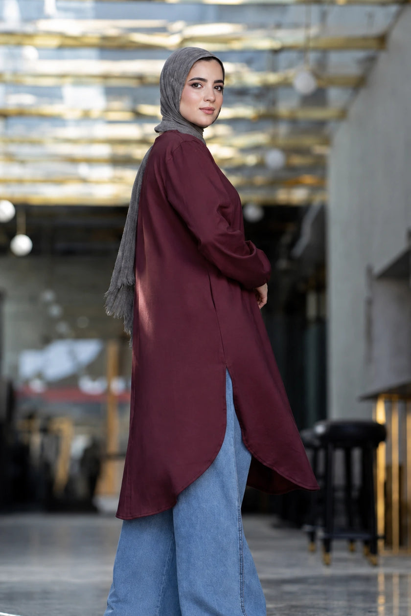Long melton sweatshirt for hijabis