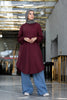 Long melton sweatshirt for hijabis in burgundy