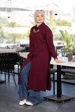 Long summer shirt for hijabis in burgundy