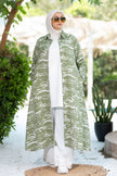 Modest suit, printed shirt and pants in army green