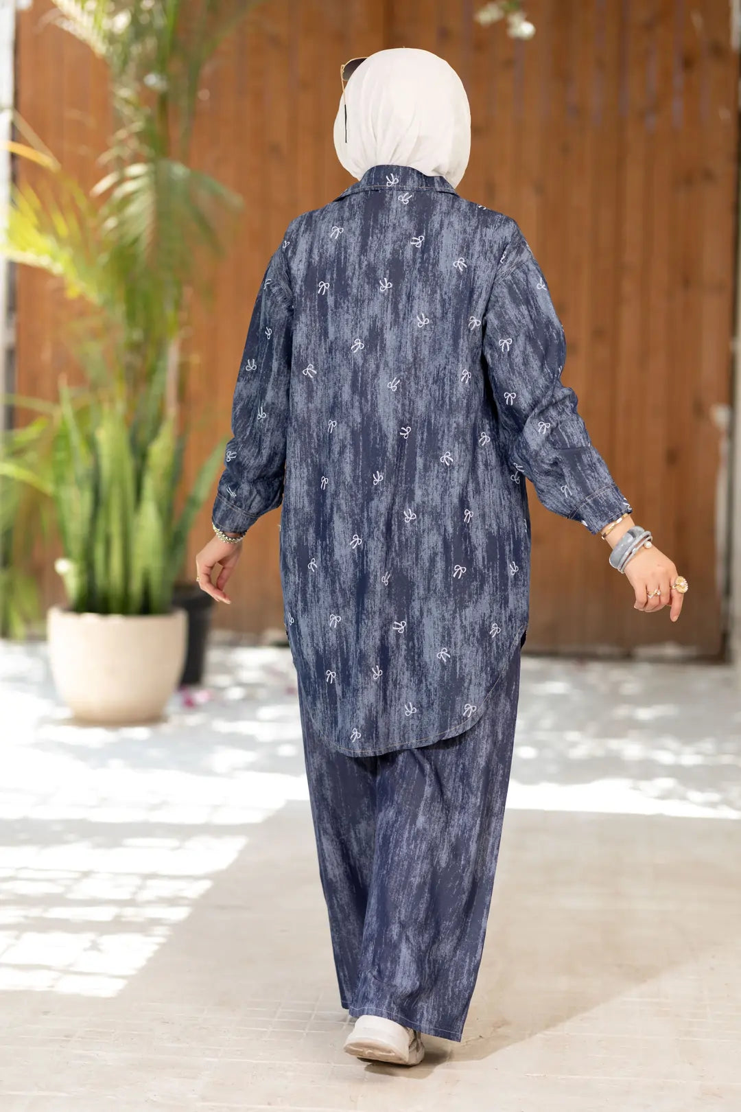 Summer denim set, long shirt and pants