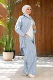 Summer denim set, long shirt and pants in light denim